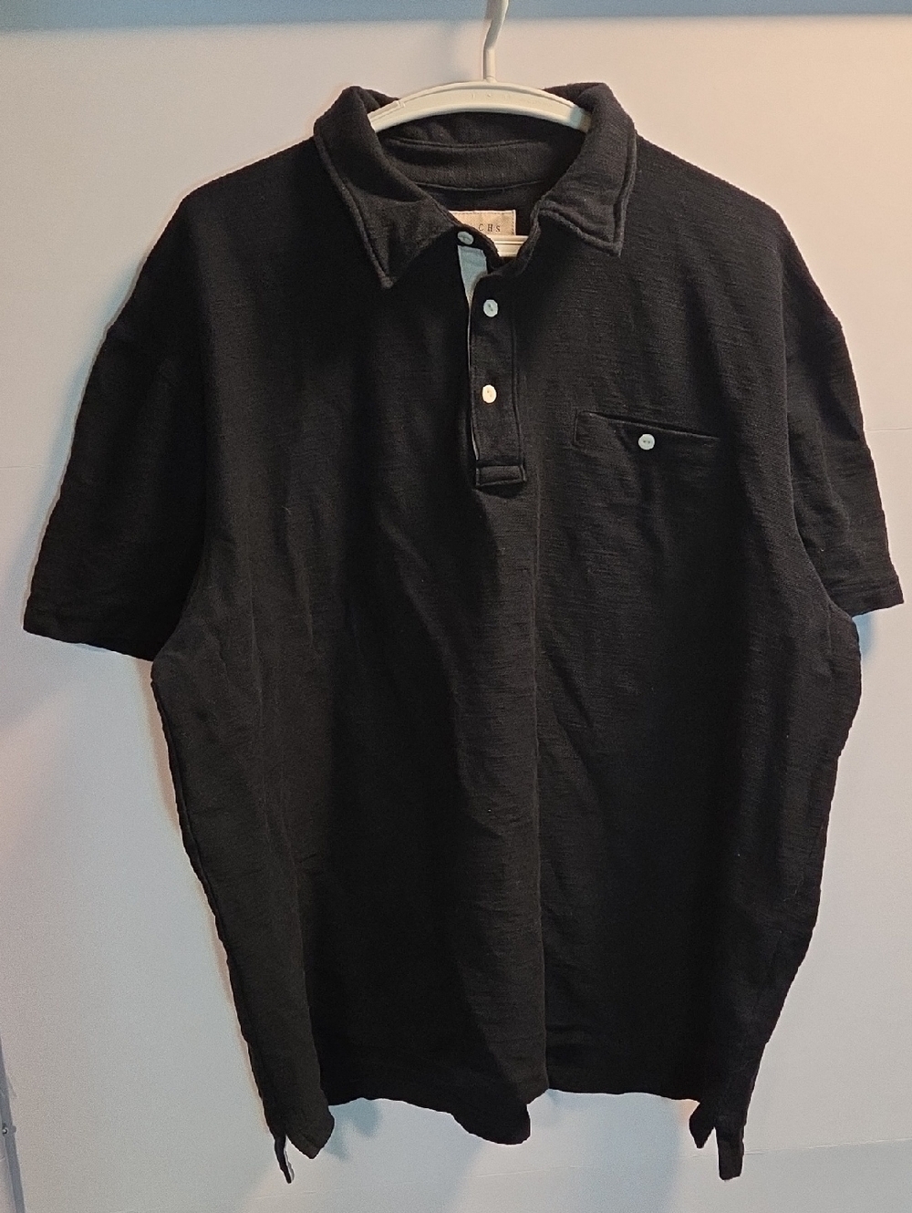 Classic Black Short-Sleeve Polo with Chest Pocket By Jachs New York Size XXL